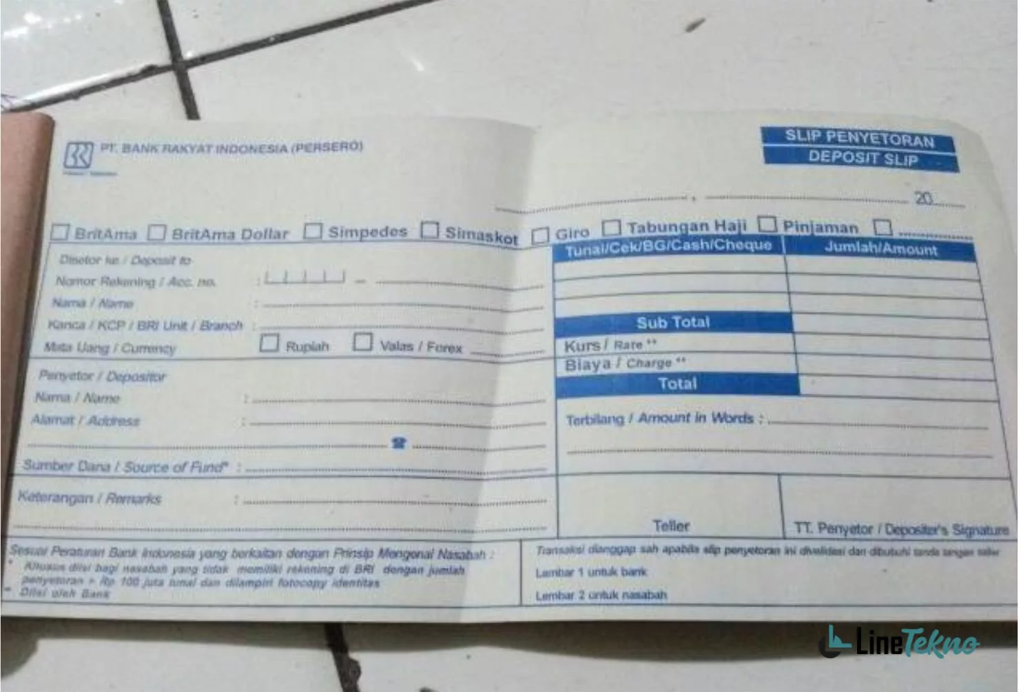 Cara Mengisi Slip Setoran Tunai BRI Dengan Mudah & Benar